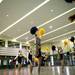 The Saline cheerleading team practices routines before the game between Saline and Dexter at the EMU Convocation Center on Friday, Jan. 4. Daniel Brenner I AnnArbor.com